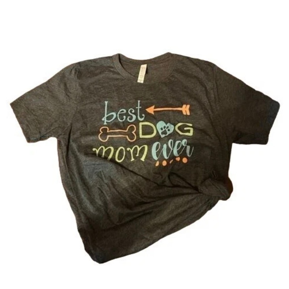 Best Dog Mom Ever Graphic T-Shirt Charcoal Heather Gray Large